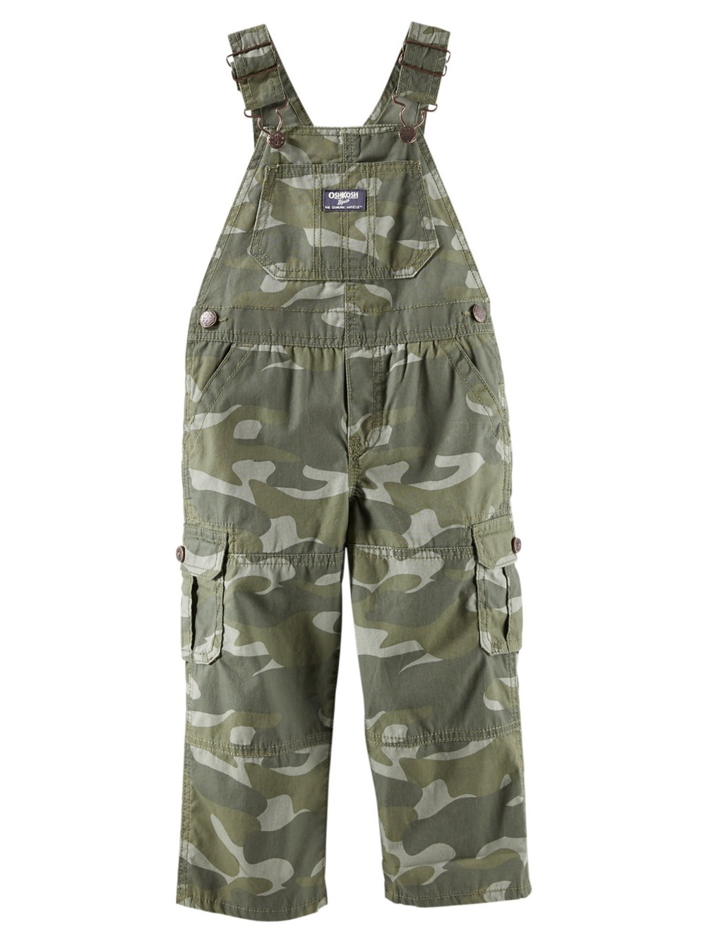 OshKosh B'gosh Olive Camo Cargo Overalls for Kids 18 Months